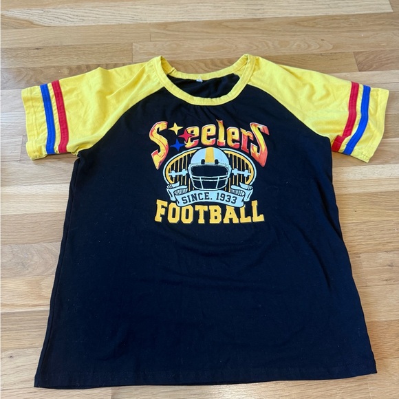 Pittsburgh Steelers Retro Throwback Striped Sleeve Tee - Size M women's - Picture 2 of 5